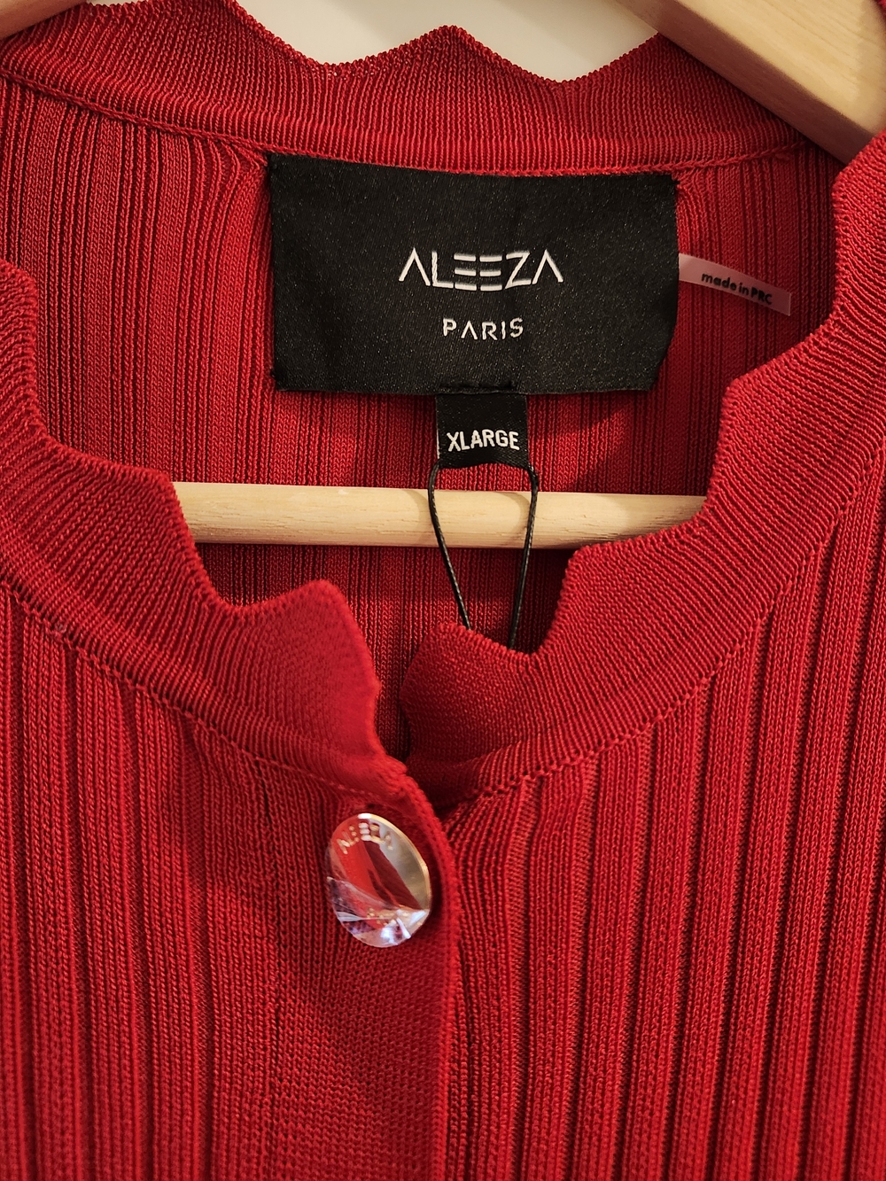 Aleeza Paris Red Ribbed Knit Gold Button Maxi Dress XL NWT - Picture 3 of 6